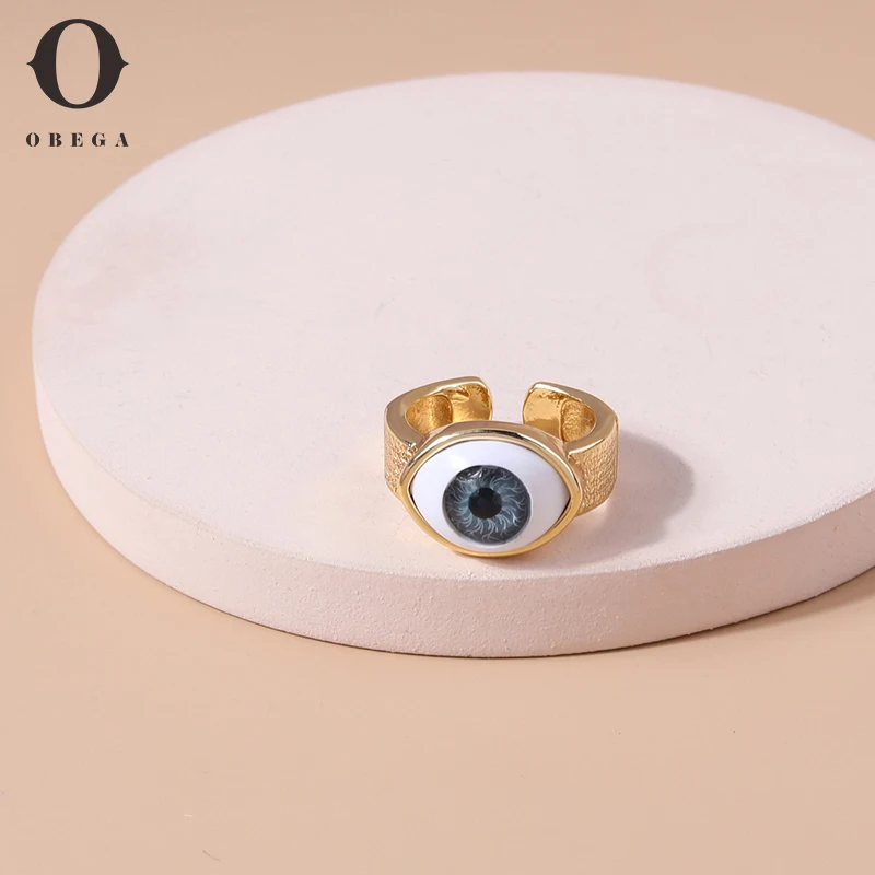Obega Vintage Simple Evil Eye Rings For Women Gothic Gold Color Lucky Turkish Blue One Eyed 2025 new Finger Ring Jewelry Gifts