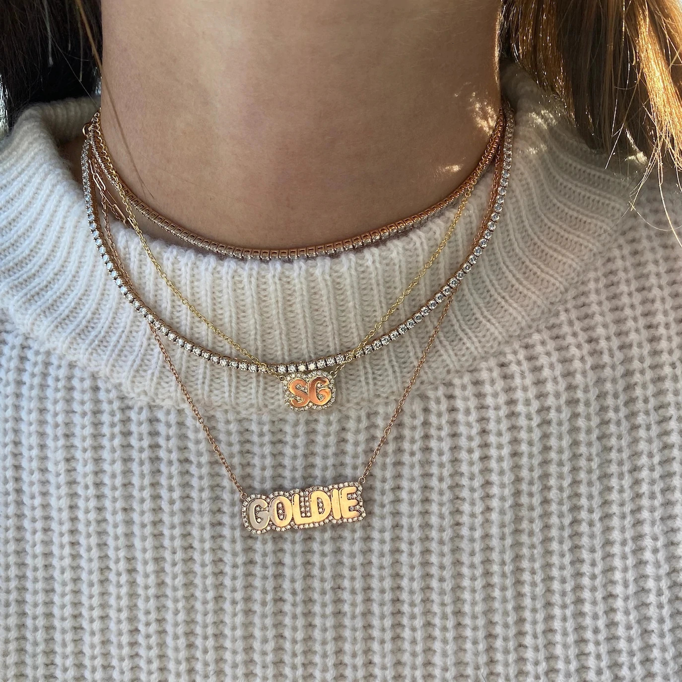 Custom Bubble Name Necklace Personalized Rhinestone Names Nameplate Zircon Letters Plated Sparkle Chain Shining Diamond Pendant 240514