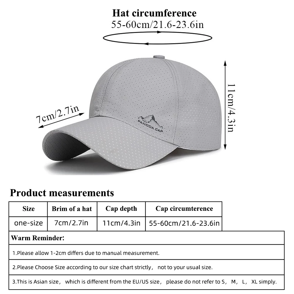 Summer Outdoor Sports Cap Golf Fishing Hat Quick Drying Sun Hat Adjustable Unisex Baseball Cap Women Men Lightweight Visor Cap