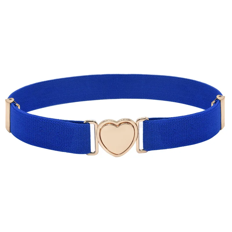 1PCS Adjustable Stretch Waistbands Boys Girls Belt Love Heart 2025 Shape Buckle Solid Color Wide new Leisure Elastic Waist Belt