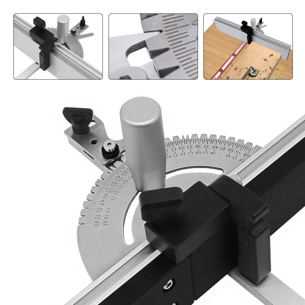 450mm Miter Gauge with track Stop Table Saw/Router Miter Gauge Sawing Assembly Ruler for Table Saw Router Woodworking Tools DIY