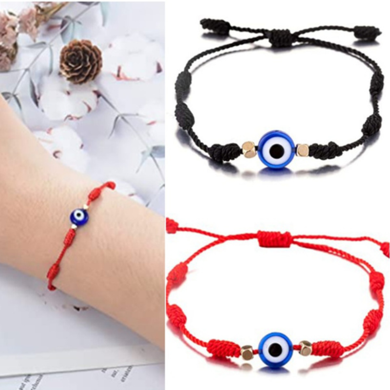 12pcs Blue Evil Eye Red Bracelet Women Men 7 Knot Lucky Handmade Braided String Adjustable Friendship Couple Bracelet Jewelry