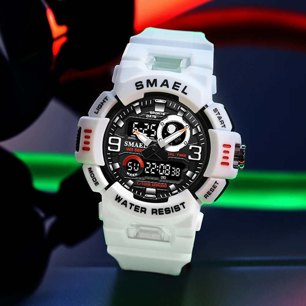 SMAEL Sport Watch new for Men LED Light Alarm Digital Clock 2025 Dual Time Display Auto Date Backlight Youth Quartz Wristwatches Male