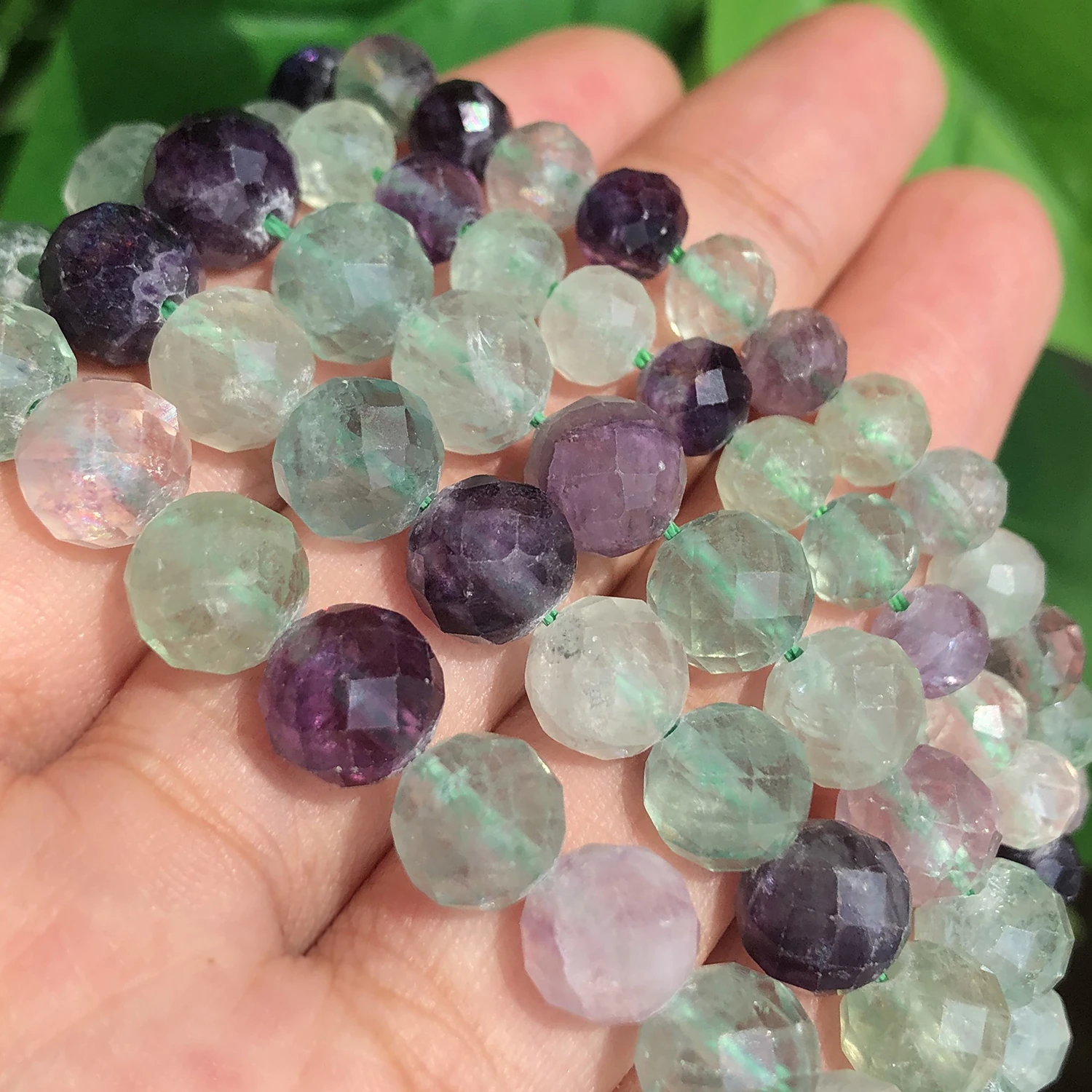 Faceted Colorful Fluorite Beads Natural Stone Loose Spacer new Round Beads for 2025 Jewelry Making DIY Handmade Bracelet Accessories