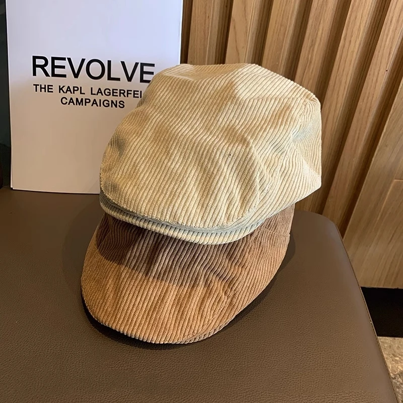 2023 Camel Corduroy Man Ivy Cap Autumn Winter British Style Newsboy Beret Hat Retro England Hats Men Peaked Painter Caps For Dad