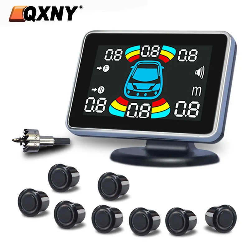 8 Parking Sensor Parktronic Car Automobile Reversing Backup Radar Electronics Rear Auto Detector Backing Assistance Kit Buzzer