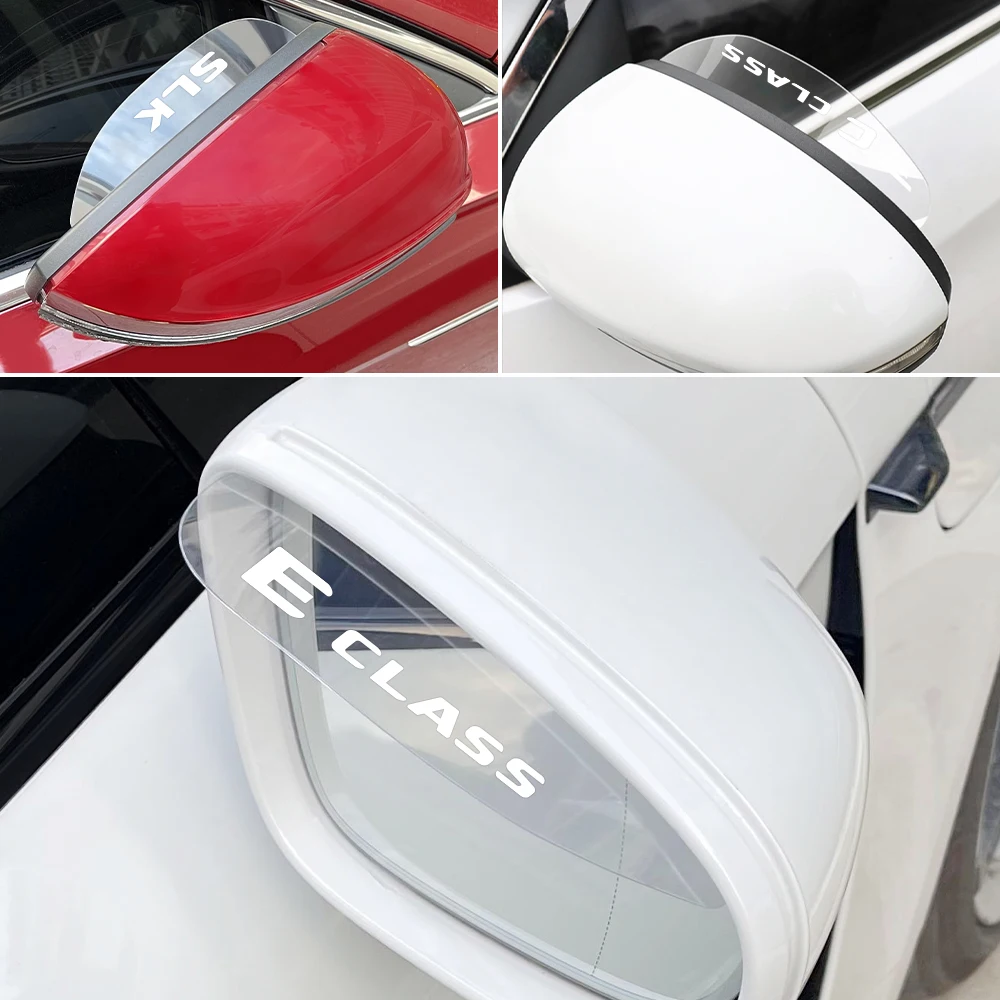 Car Transparent Rearview Mirror Rain Eyebrow Cover For Mercedes Benz W124 W203 W204 Slk R171 R170 Cla Sl Slc C B E A S Class