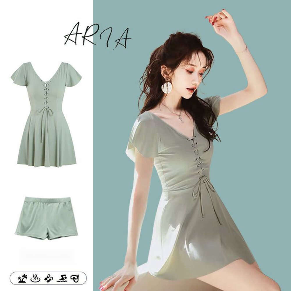 Ddmytiger One Piece Women New Dress Soaking In Hot Springs Conservative For Belly Slimming Effect Korean Swimsuit Coverage H