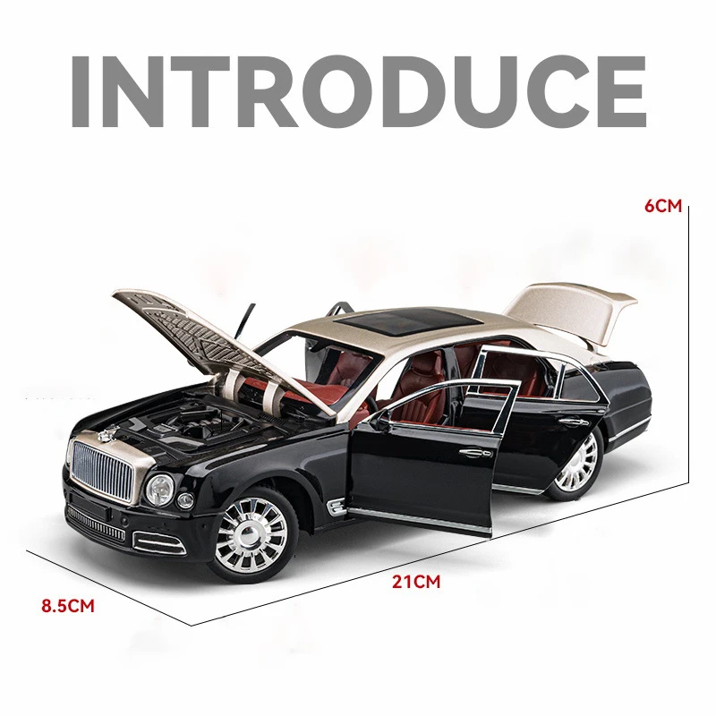 1:24 Bentley Mulsanne Alloy Model Car Toy Diecasts Metal Casting Sound and Light Car Toys For Children Vehicle