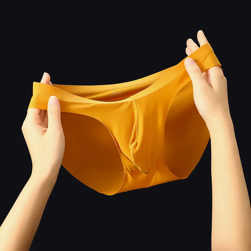 Hot Men Sexy Smooth Lingerie U Convex Pouch Penis Sheath Underwear Ice Silk Elephant Nose Low Waist Comfortable Brief Panties