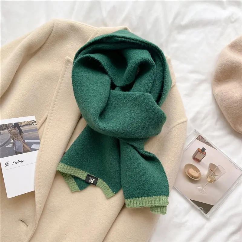 Solid new Cashmere Warm Women Scarf Casual Knitted Skinny Korean Style Woolen Yarn Soft Bandana 2025 Long Neckerchief Echarpe