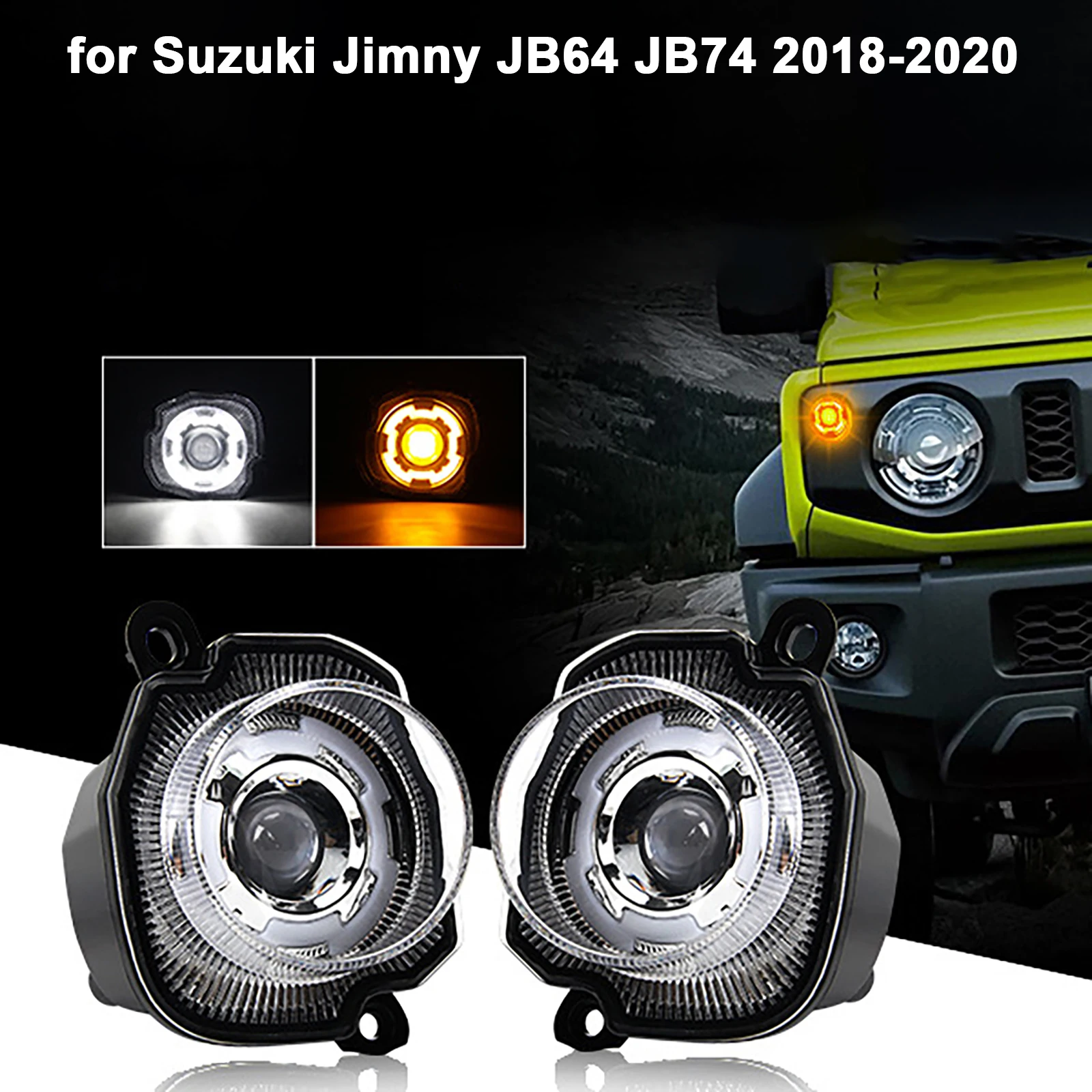 Front LED Fog Light Turn Signal Light Round Daytime Running Light for Suzuki Jimny JB64 Jb74 2018-2020