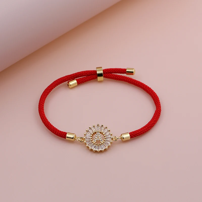 2024 Simpel New Classic A-Z Heart Initial Letter Bracelet Women Adjustable Red Rope Bracelet For Women Jewelry Gift