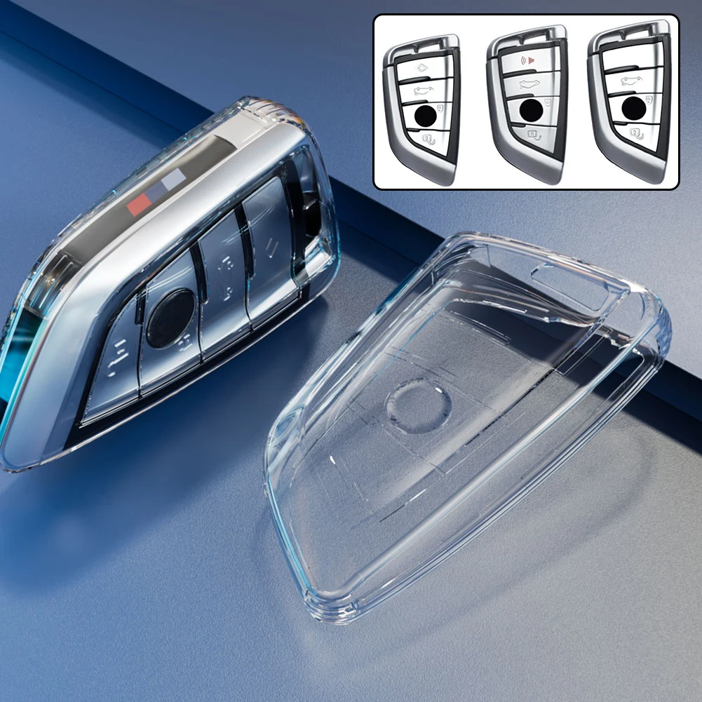 1PCS TPU Transparent Car Key Case Cover Holder Shell For BMW F20 G20 G30 X1 G05 X6 X7 Auto Accessories Holder Shell Keychain