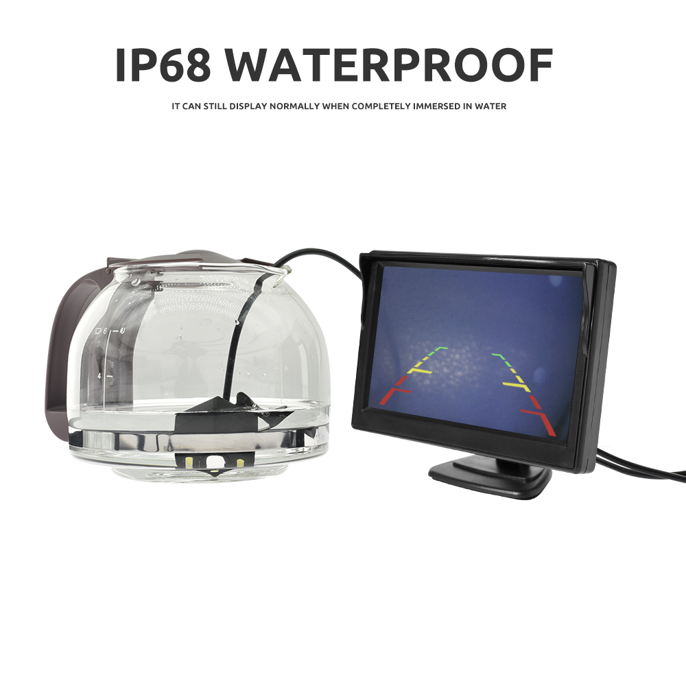 Car Rear View Camera with Monitor 5 Inch TFT LCD Digital 16:9 Screen 2 Way Video Input Reverse Parking System
