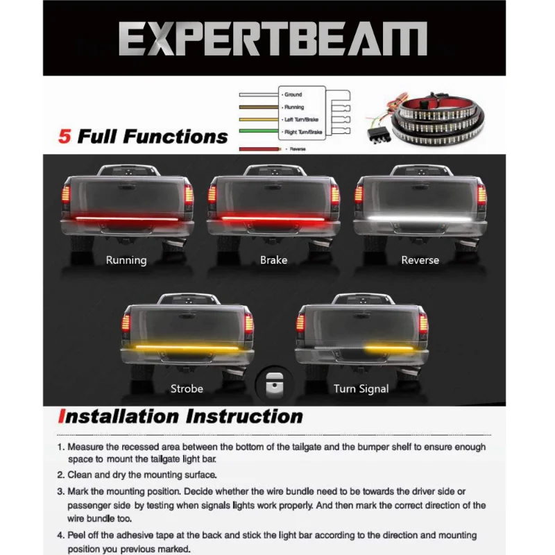 Tailgate Light Bar Car Rear LED Trunk Additional Stop Light Strip Auto Turn Signal Flexible Tailgate Luggage Warnning Lamp