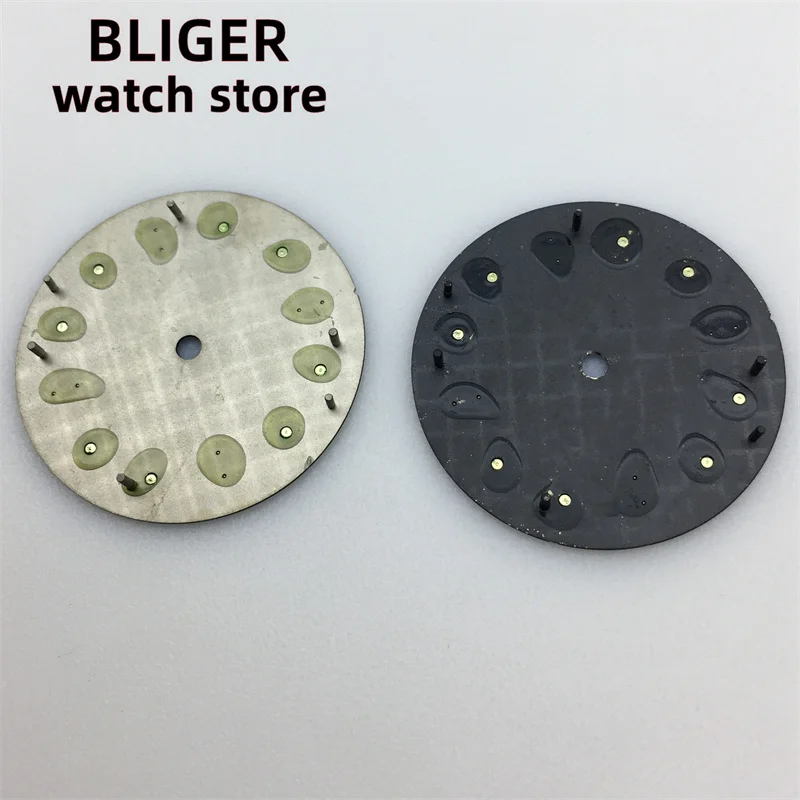 BLIGER 29mm dial Black gray Green Blue dial Green luminous Suitable for NH34 NH35 NH36 ETA 2824 PT5000 Miyota DG series movement