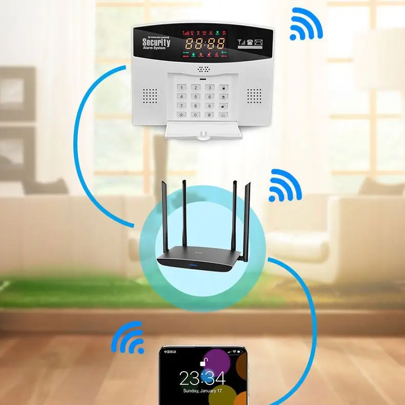 Tuya Alarm System Home Security Alarm Kits Works With GSM / WiFi Support Multi-language Switching Smart Life/Tuya Smart APP