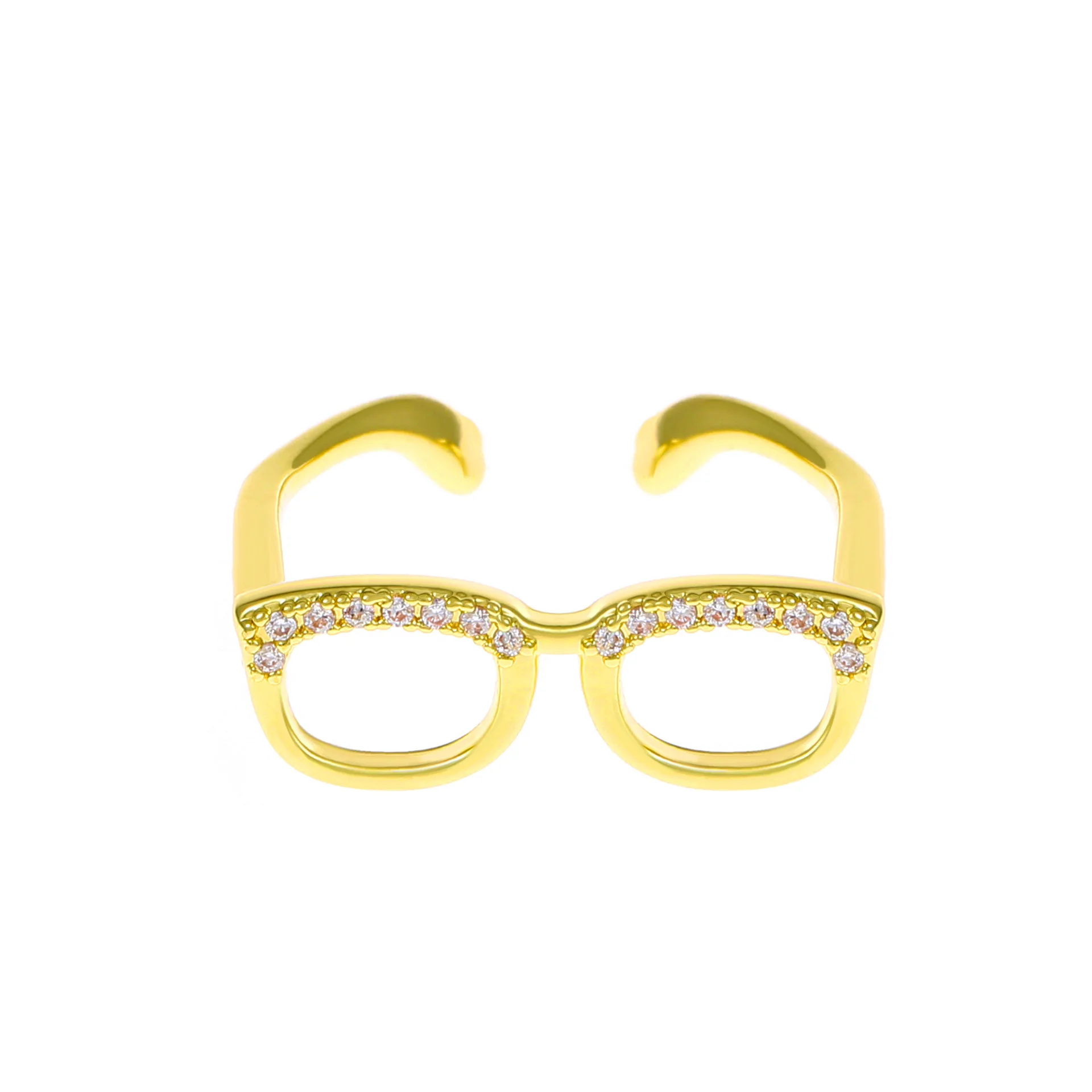 Small Crystal Glasses-shape Finger Ring Couple Jewelry Index Finger Sunglasse-shape Rings new For Women Jewellery Anel 2025 Bague Anillos