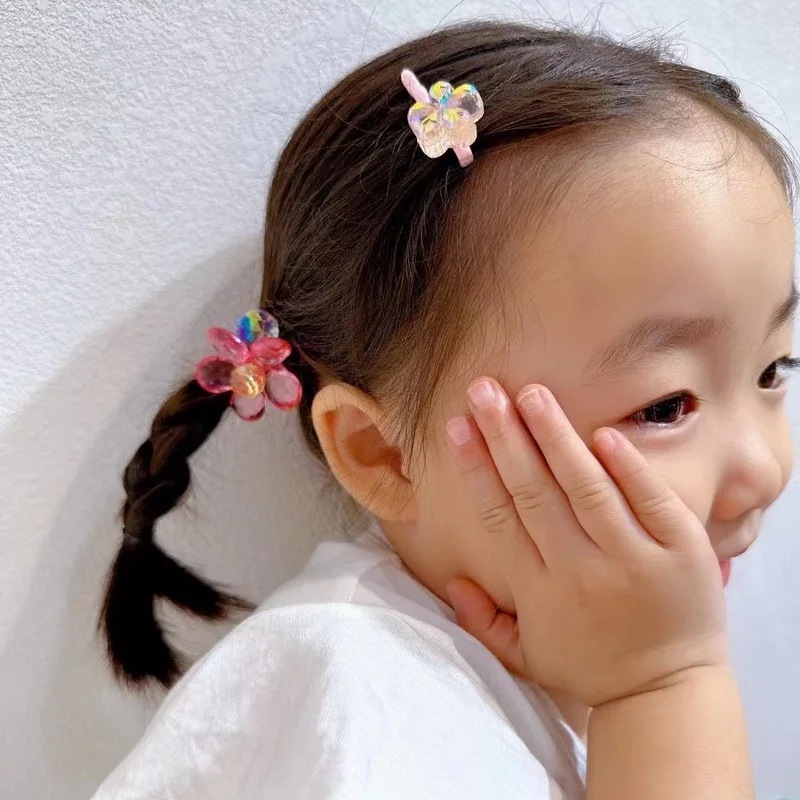 2 Pcs/Set Cute Hair Ties For Kids Girls Head Rope Flower Hair Rubber Bands Ponytail Elastic Hair Band Baby Hair Accessories