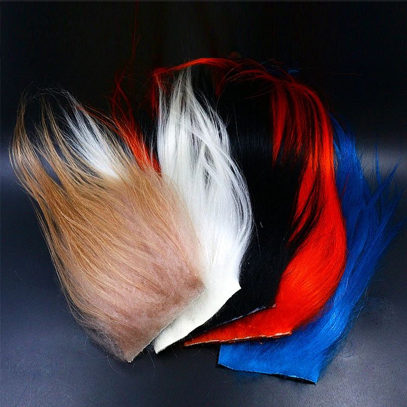 Largecut 8X8cm hide patch cashmere Arctic goat hair shimmer natural hair fly tying fibers for dressing long streamers&tube flies