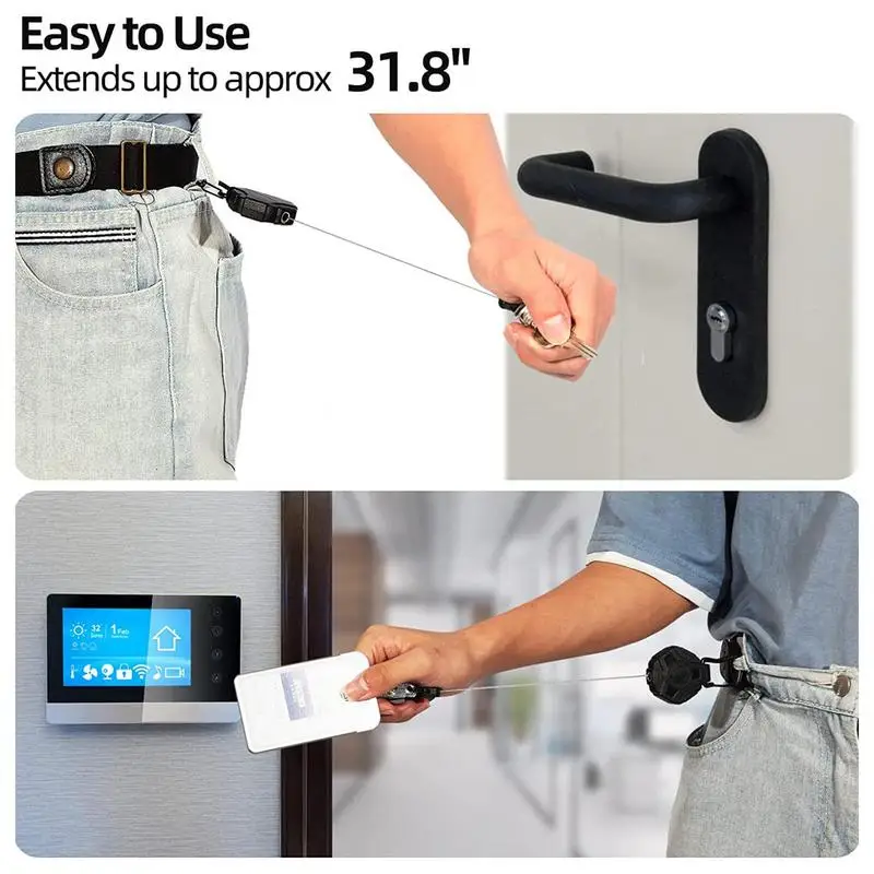 Retractable Keychain Heavy 2025 Duty Belt Clip Polygonal Keychain Clip Heavy Duty Carabiner Badge Holder new Keychain With Carabiner