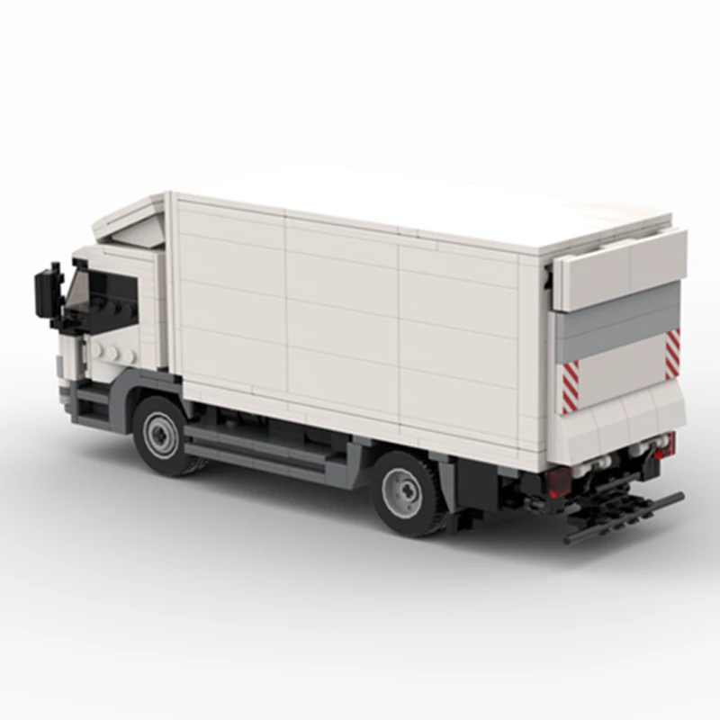 MOC Building Blocks City Car Model White Cargo Truck Modular Street View Model DIY Assembly Bricks Children Toys Christmas Gifts