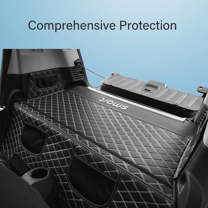 Custom Car Trunk Mat Bottom Boot Carpet Leather Cargo Liner Interior Accessories For Smart 451 Fortwo 453 Fortwo Forfour 2015