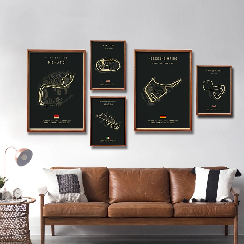 Formula 1 new Track Circuit Retro Posters Monaco Speedway Prints Vintage Aesthetic Home Room Bar Racing Club Art Wall 2025 Decor Painting