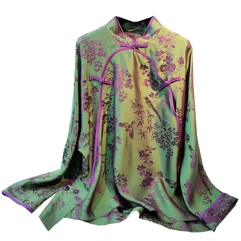 2023 chinese style traitional hanfu 2025 blouse new autumn spring jacquard traditional qipao lady long sleeve cheongsam hanfu blouse