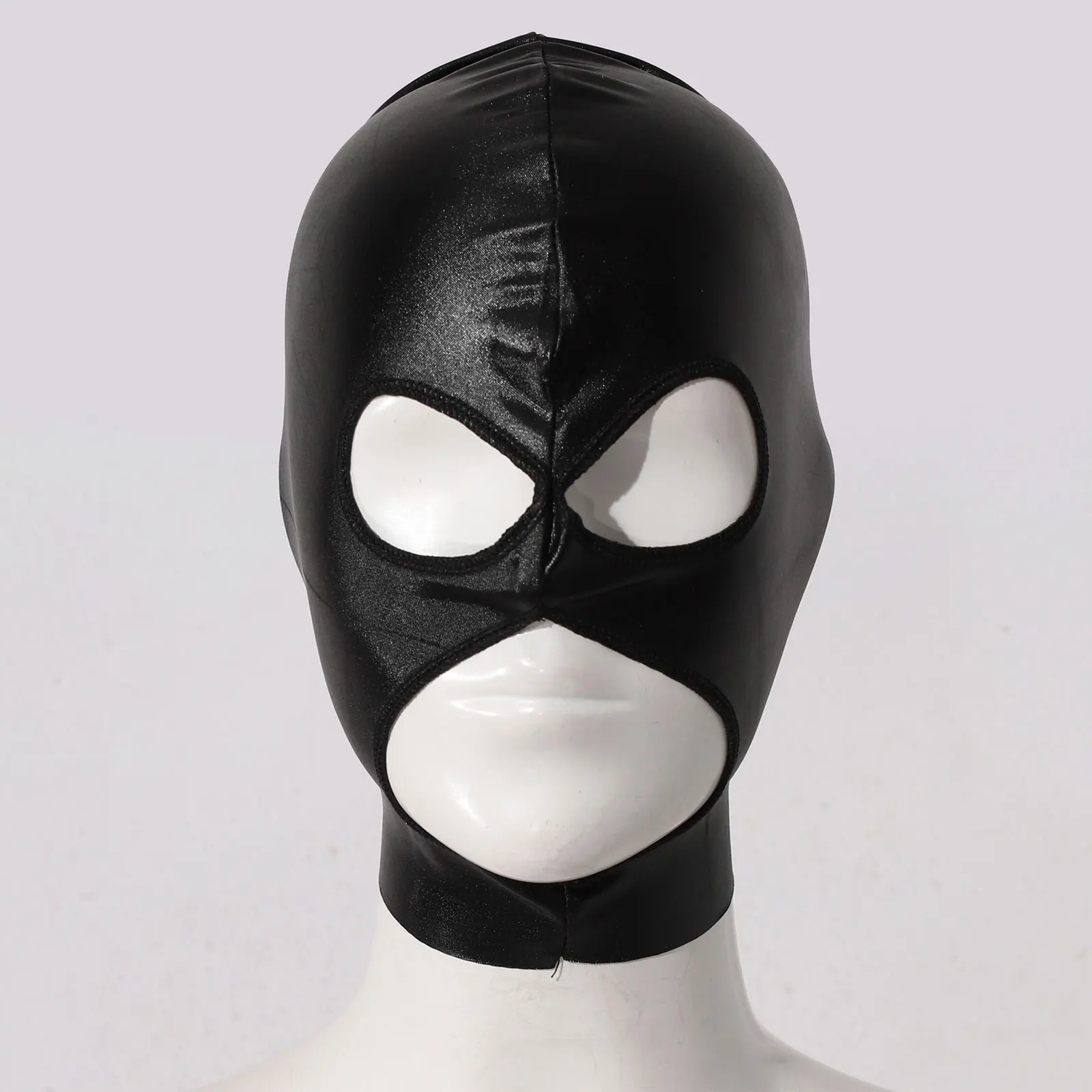 Unisex Women Mens Cosplay Face Mask Latex Shiny Open Eyes And Mouth Headgear Full Face Mask Hood Headgear for Nightclub Costume