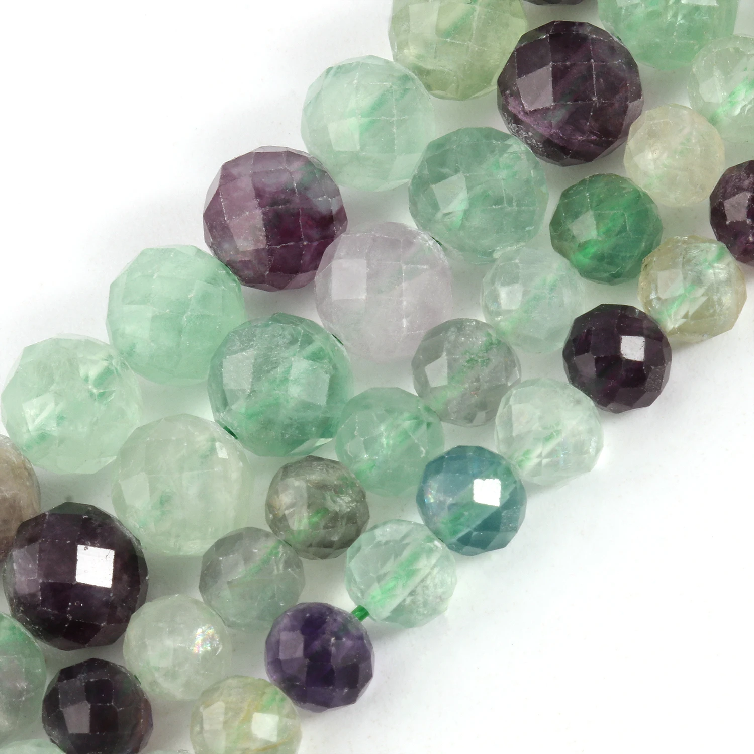 Faceted Colorful Fluorite Beads Natural Stone Loose Spacer new Round Beads for 2025 Jewelry Making DIY Handmade Bracelet Accessories