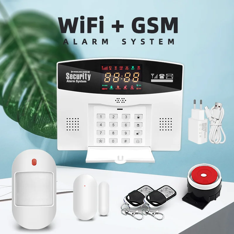 Tuya Alarm System Home Security Alarm Kits Works With GSM / WiFi Support Multi-language Switching Smart Life/Tuya Smart APP