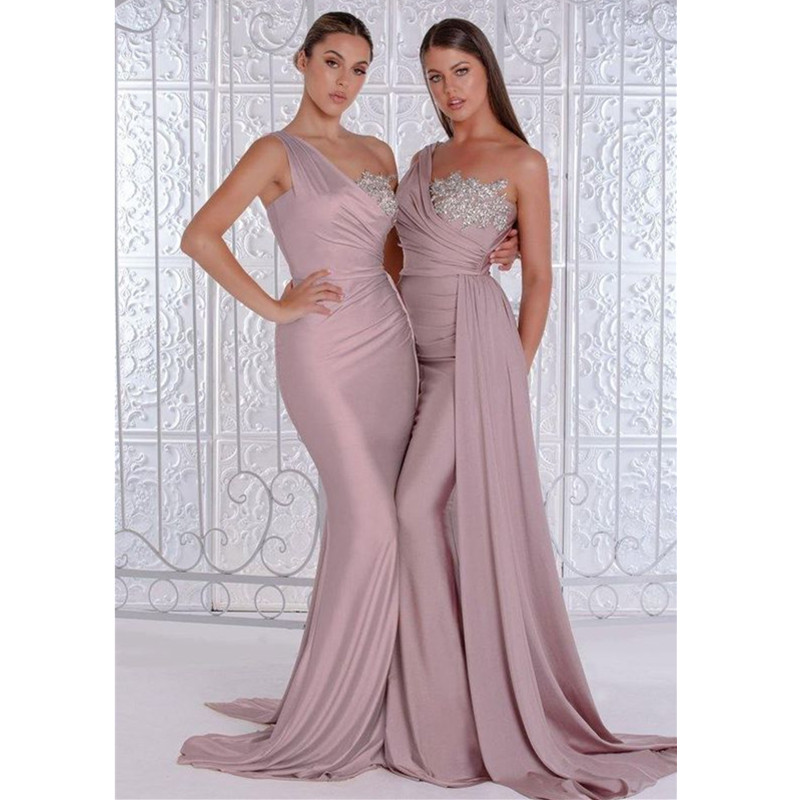 Silver Mermaid Prom Dress Mermaid 2024 One Shoulder Beads Appliques African Evening Party Dresses Vestidos Gala