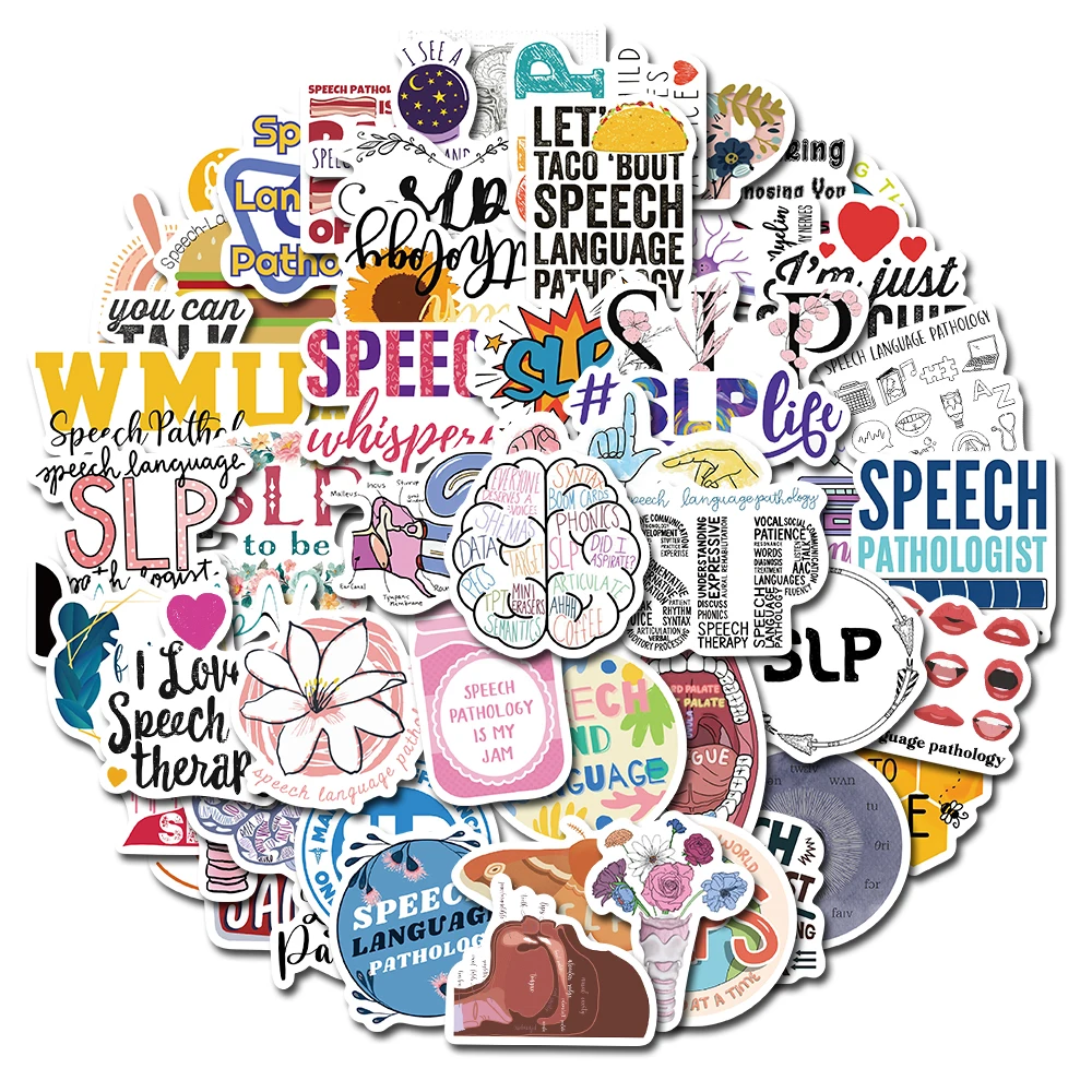 10/56pcs SLP Stickers Speech Language Pathologist new Aesthetic Vinyl Waterproof Stickers for 2025 Water Decals for Kids Teens Adults