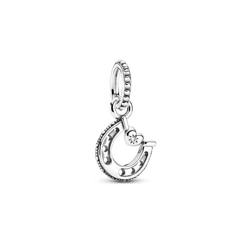 European charm palm, crescent moon, horseshoe pendant, suitable for Pandora bracelet DIY women's jewelry