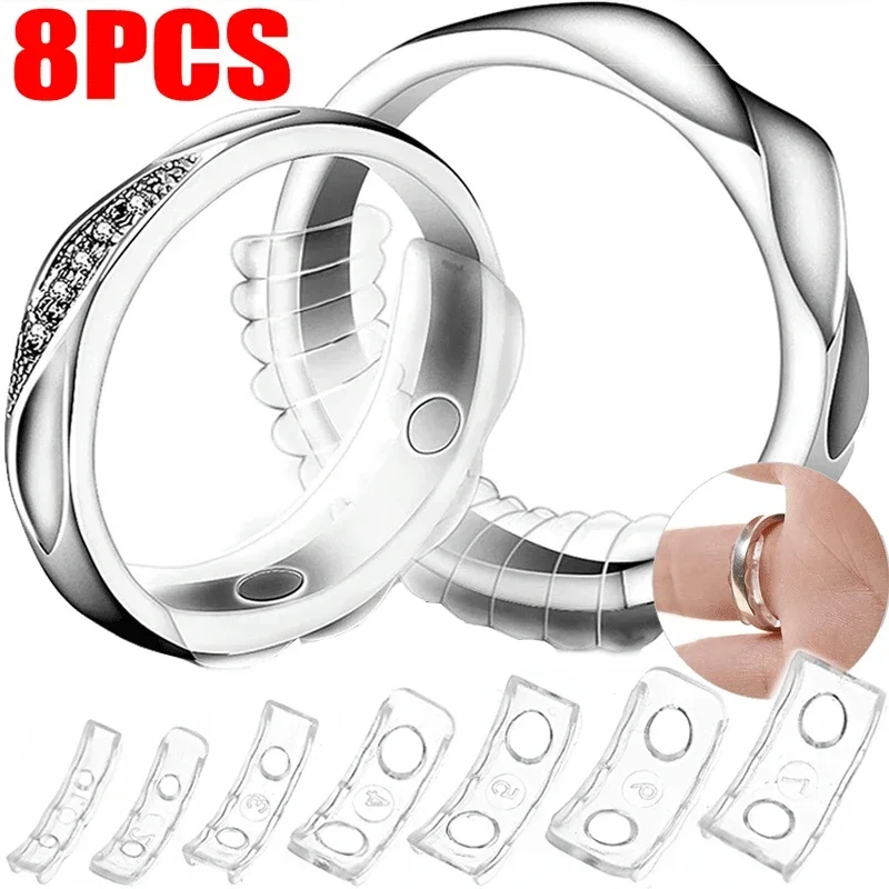 8 Sizes Silicone Invisible Clear Ring Resizer Loose Rings Reducer Ring Sizer Fit new Any 2025 Rings Jewelry Tools
