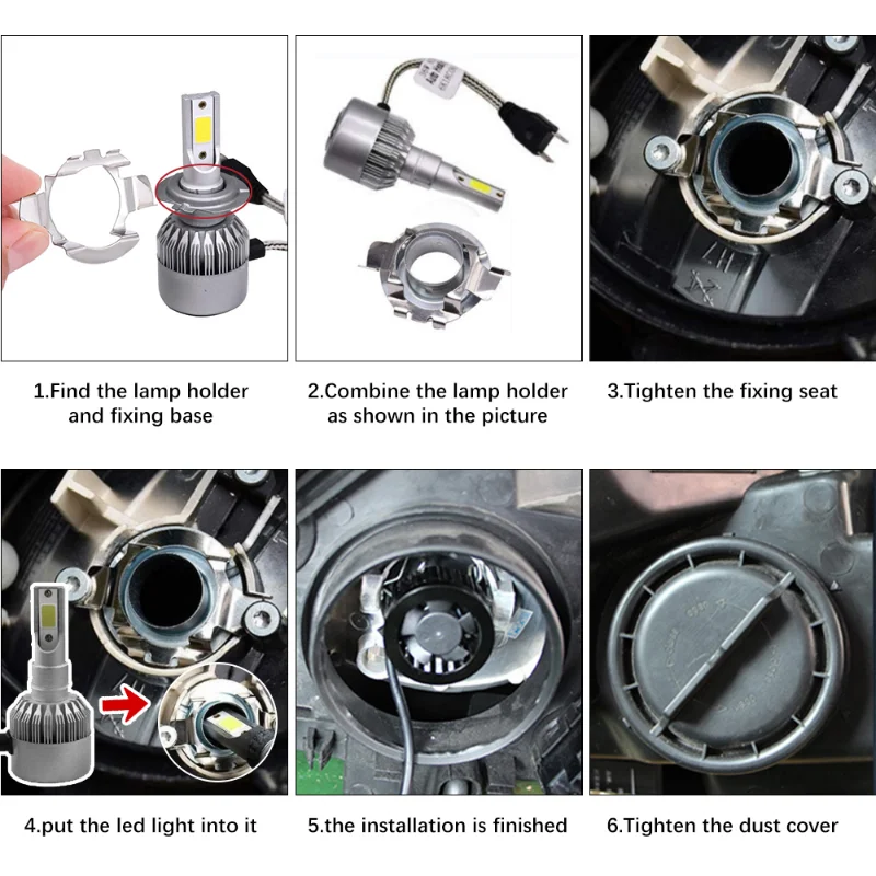 H7 LED Headlamp Bulb Adapter Base Bracket Car H7 Adapter Lamp Holder Socket Black Car Accessories for Headlamp Deck