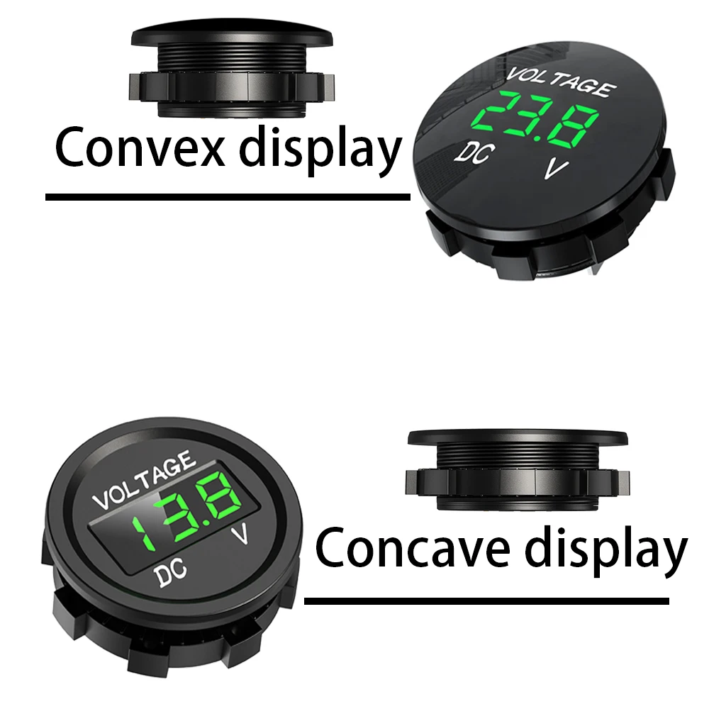 DC5V-48V Round Waterproof Voltmeter Motorboat Motorcycle Car LED Panel Digital Voltmeter Tester Monitor Display Voltmeter