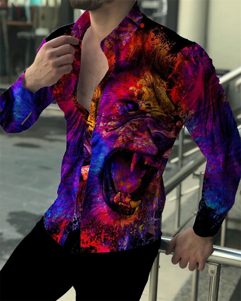 Summer Autumn Vintage Men's Tops 2023 Casual 2025 Floral Geometric Totem Printing Long Sleeve Tops new Men's Clothing Party Outdoor Shirt