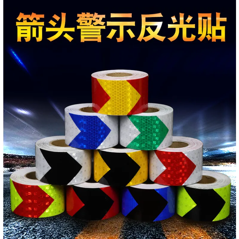3M Reflective Material Adhesive Tape Fluorenscent Yellow Red Arrow Stickers Decal Motorbike Night Cycling Safety Reflector Tapes