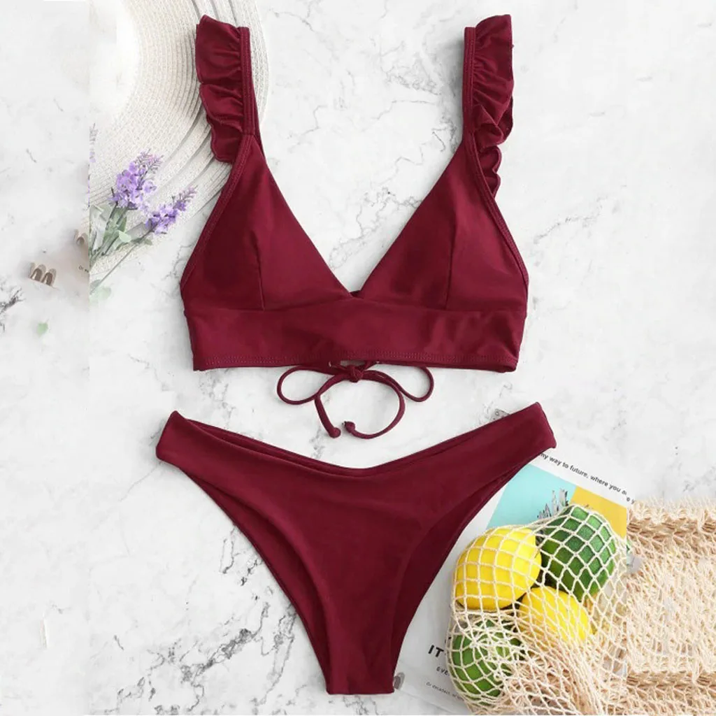 New In Plus Size Swimsuit For Women Tummy Control new High Cut V 2025 Neck Two Pieces Bikini Swimwear Beachwear Bikinis Sets For Teens
