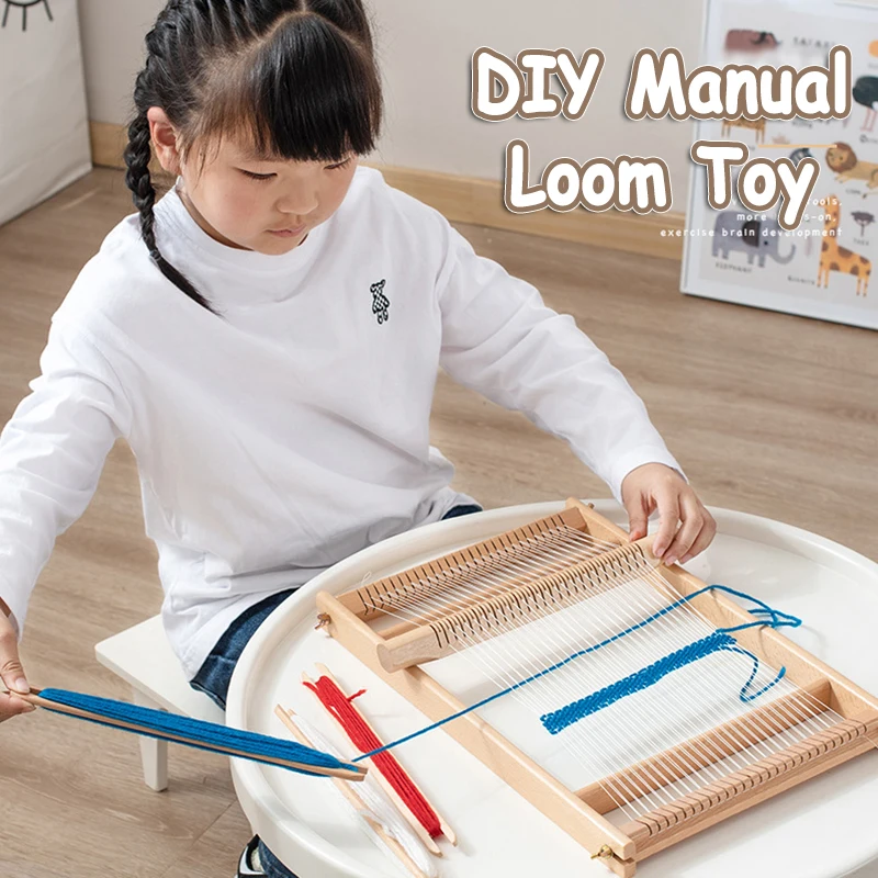 Children Weaving Loom Set Tools DIY Wooden Loom Knitting Machine Large Size Fine Motor Training Toys for Girls 10 to 12 Years