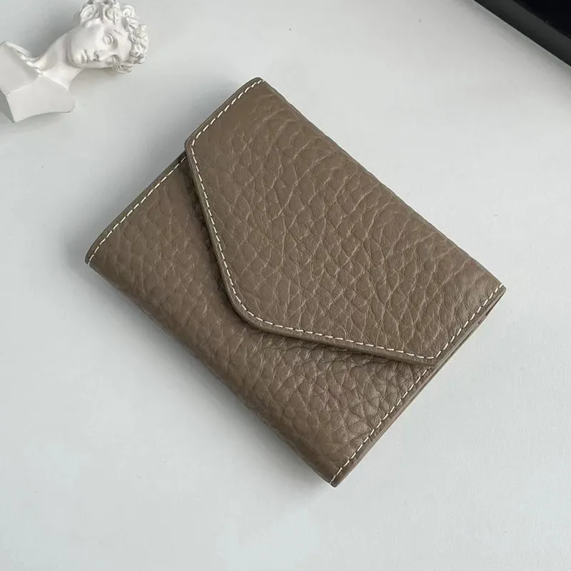 Genuine Leather Lady Wallet 2023 New High-End Elephant-Print Short Money Clip Multi-purpose Pocket Cowhide Purse