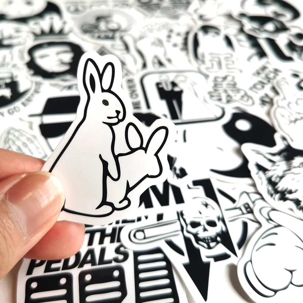 50pcs Funny Black White Stickers Laptop Skateboard Car Motorcycle Bike new 2025 Bumper Helmet Bottle Guitar Vinyl Decal Sticker Bomb