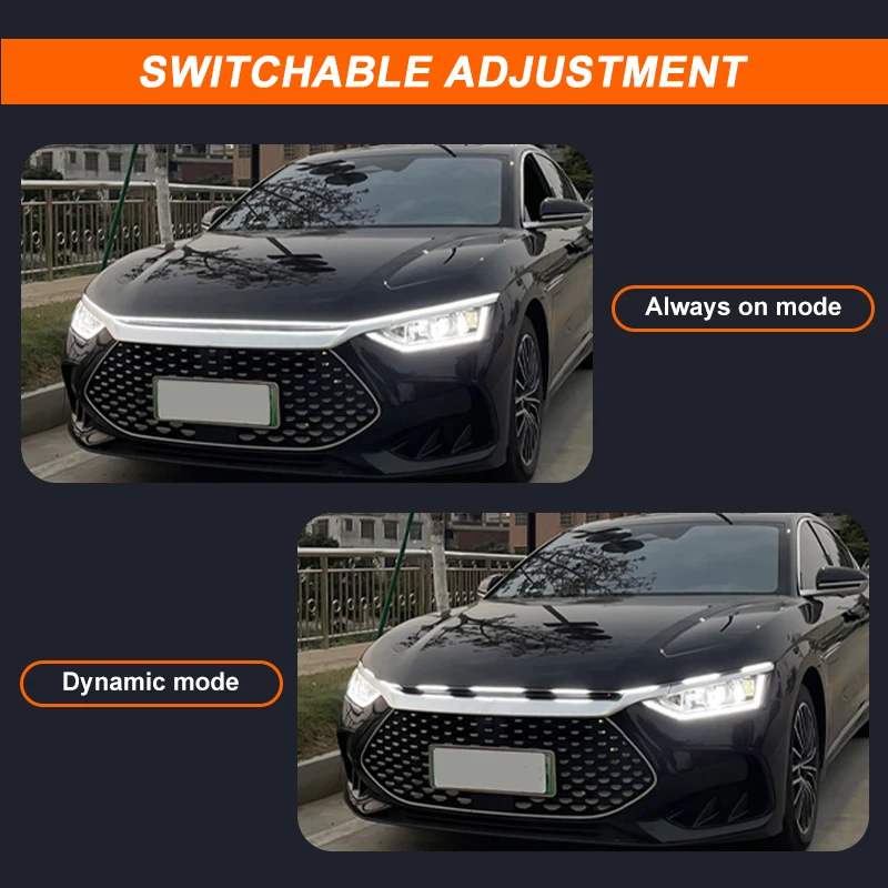 BLALION LED Daytime Running Light Scan Starting Car Hood Decorative Lights DRL Car Engine Hood Guide Decorative Ambient Lamp 12V