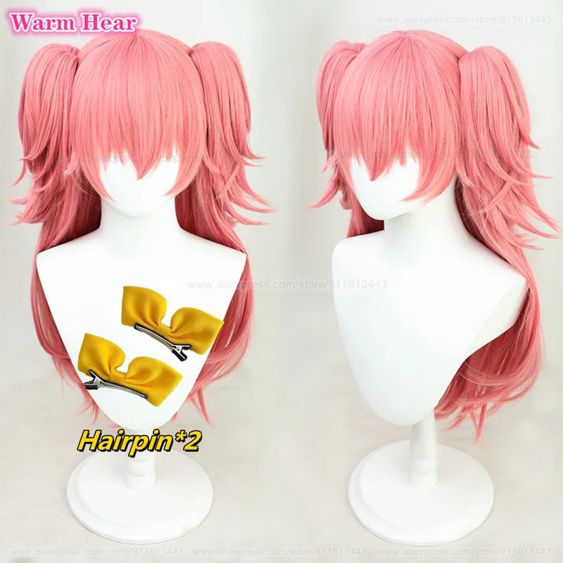new Momoi Airi Cosplay Wig Anime Long 70cm Pink Double Ponytail 2025 Clips Wig Hairpin Heat Resistant Hair Halloween Party Wigs + Wig Cap