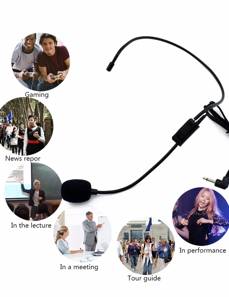 DATA FROG Professional 3.5MM Wired Microphone Headset Megaphone Radio Speaker Voice Amplifier Clear Sound Mic For Conference