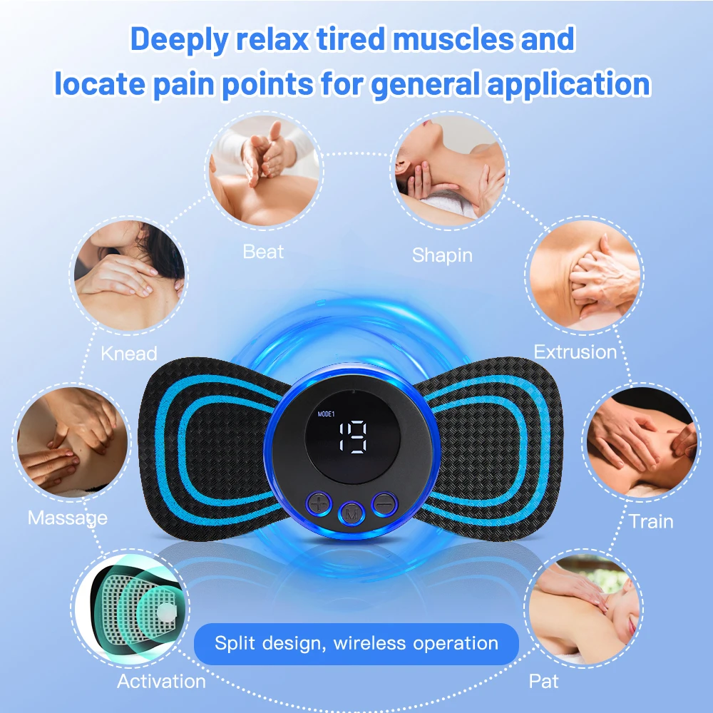 EMS Back Stretcher Electric Pulse Massager Patch Tens Cervical Masajeador Electrode Gel Pads Muscle Stimulator Neck Pain Relief