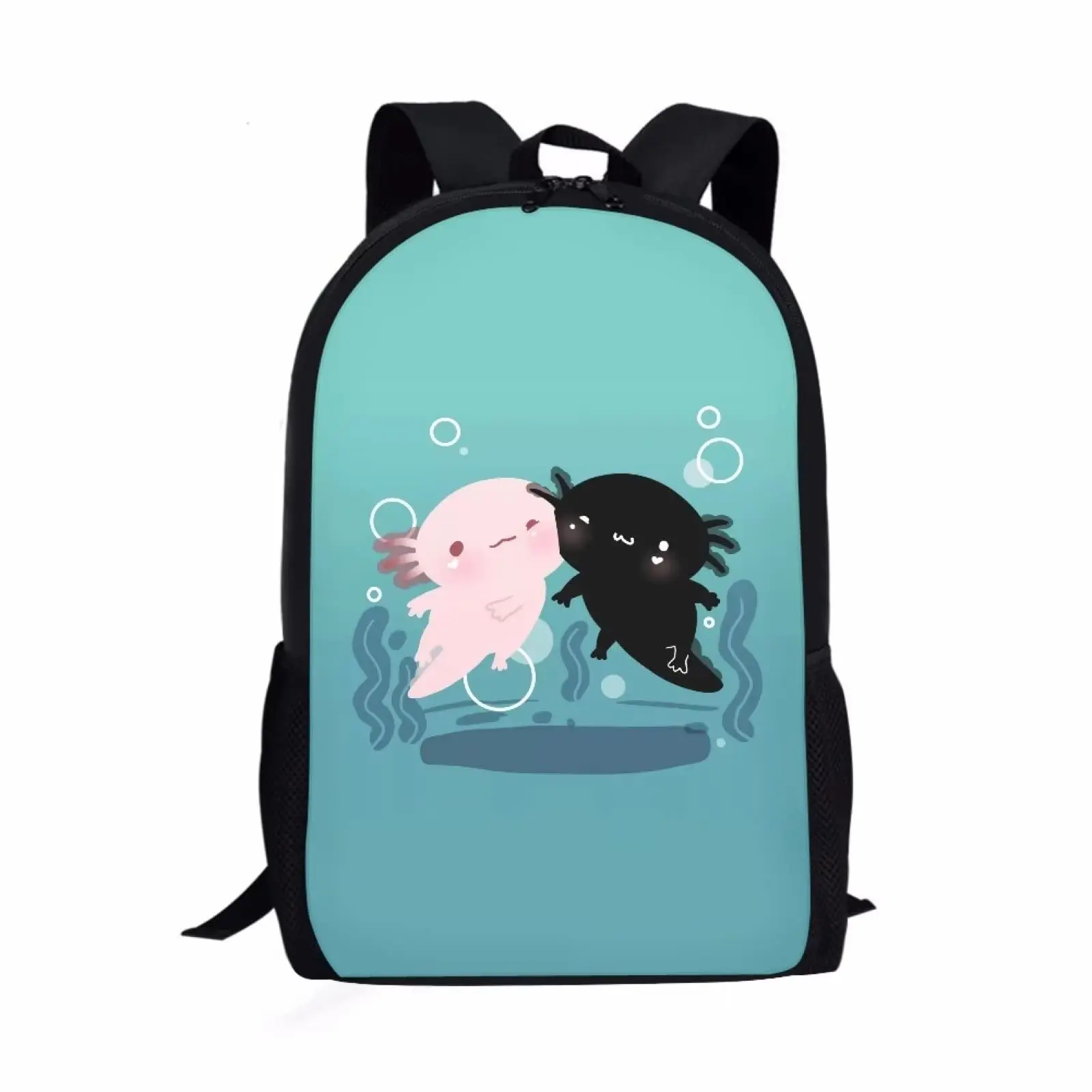 Sakura Axolotl School Backpack for Girls Boys Bookbag Large Capacity School Bag for Teenager Middle School Student Elementary